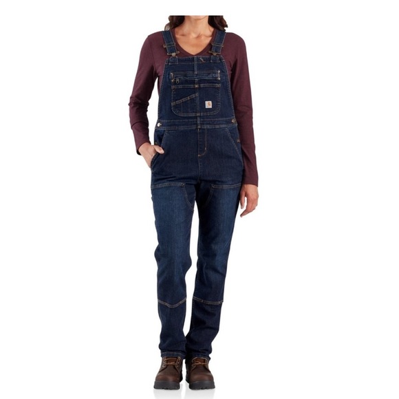 Carhartt Denim - Carhartt 104044 Rugged Flex® Denim Double-Front Bib Overalls 4/6 small
